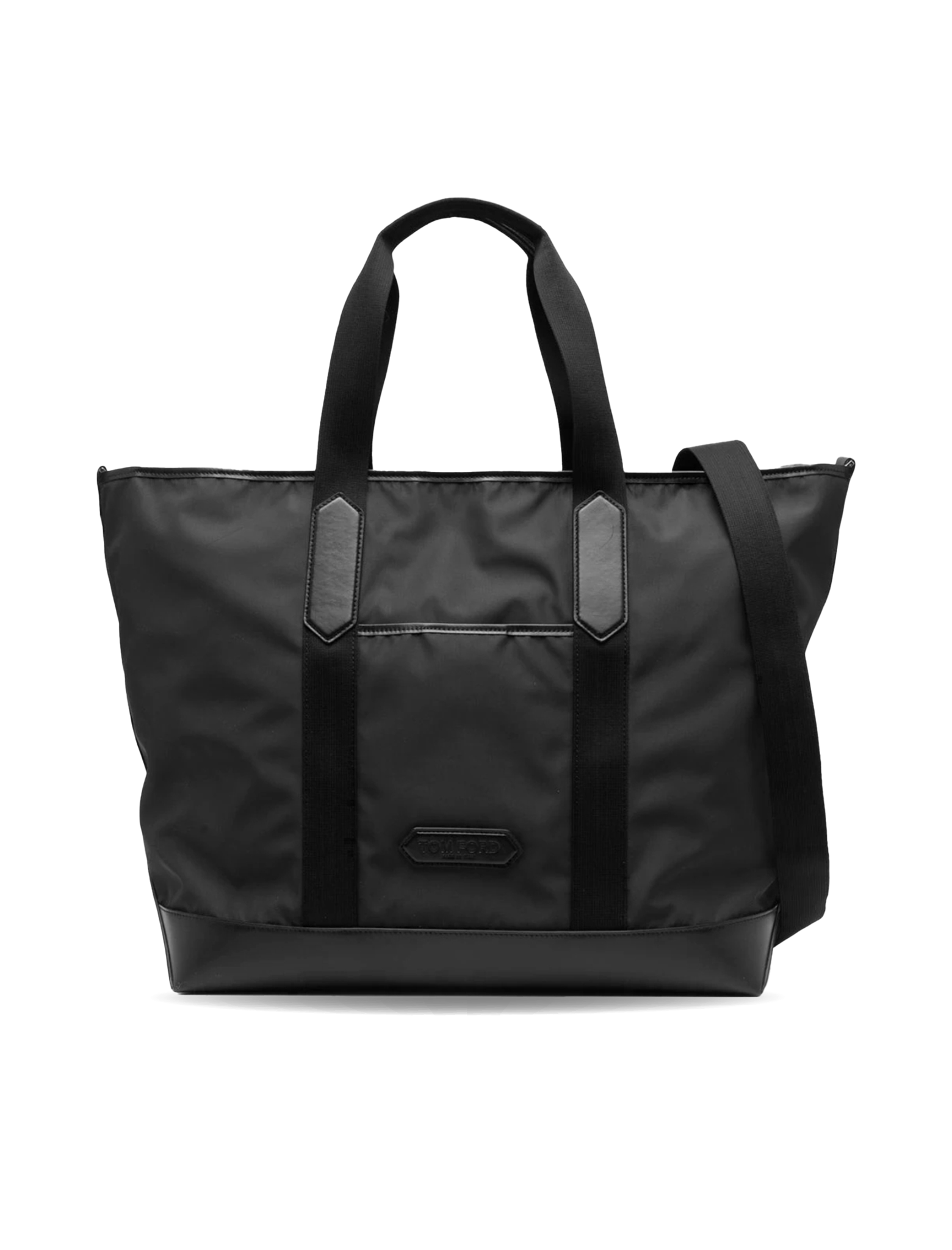 Logo patch nylon tote bag