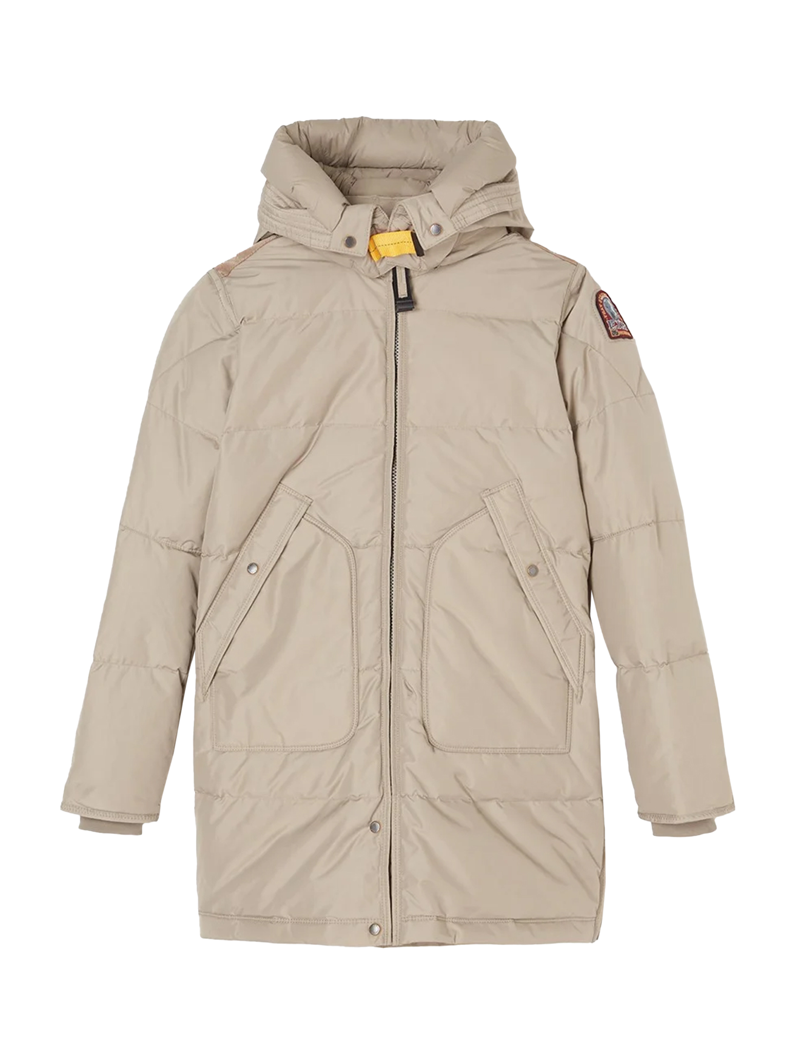 Long bear hooded down jacket