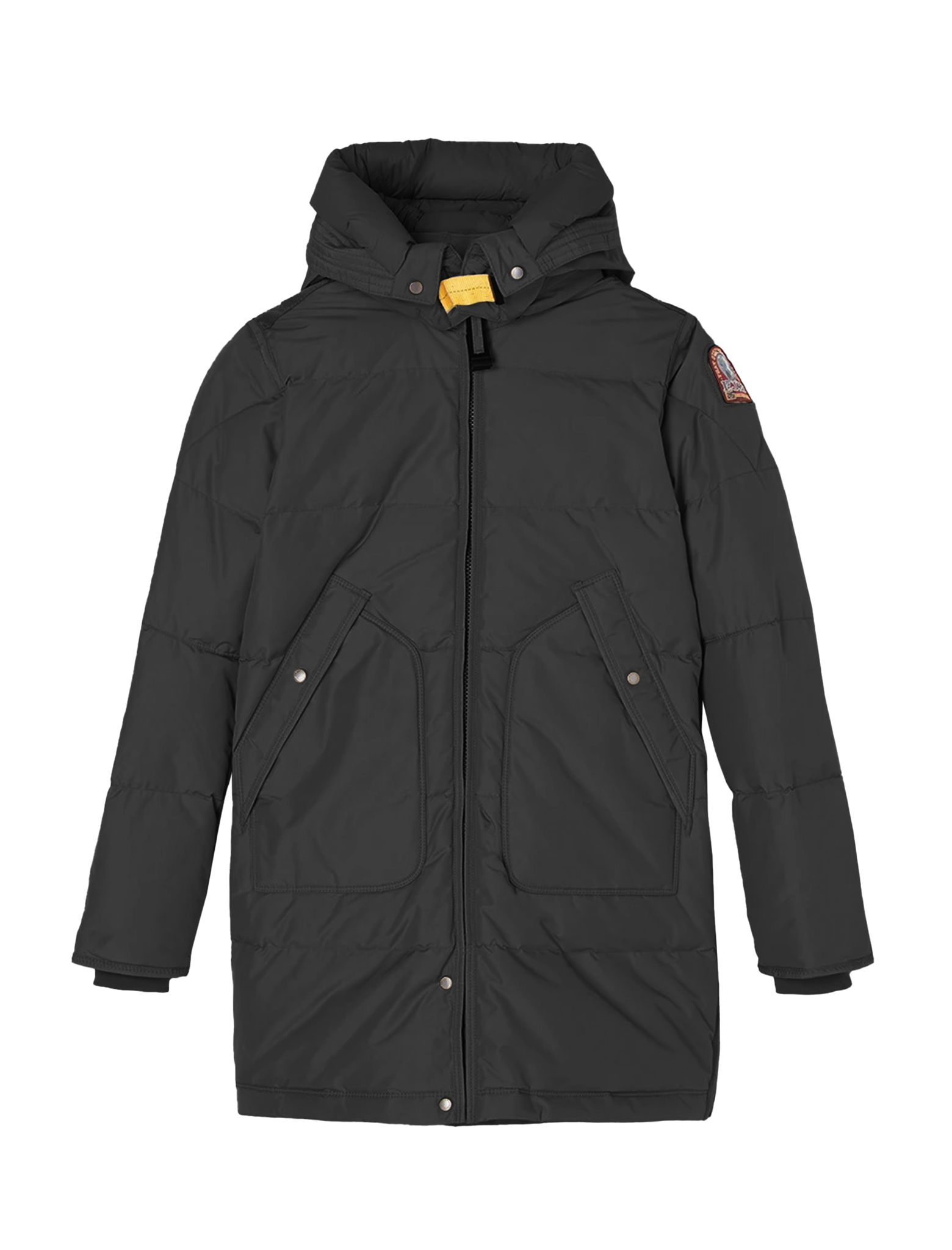 Long bear hooded down jacket